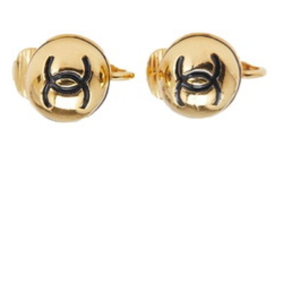 #64 - Chanel Vintage Coco Mark Earrings, Gold Plated - AUTHENTIC - Picture 3 of 11
